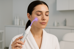 woman using high frequency wand